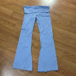 Pink fold over waist flared leggings